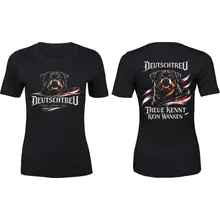 Damen Premium T-Shirt - Deutschtreu, Treue kennt kein Wanken Vorder- und Rückseite