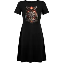 Damen kurzarm Kleid - Vegvisir mit Adler Vorderseite