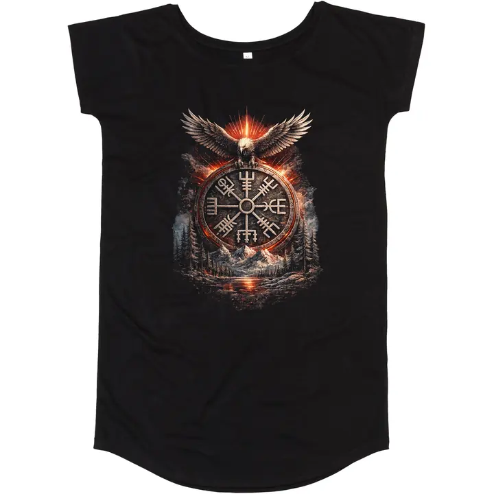 Damen T-Shirt Kleid - Vegvisir mit Adler