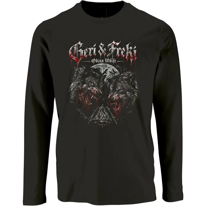 Herren Langarm Shirt - Geri & Freki, Odins Wölfe