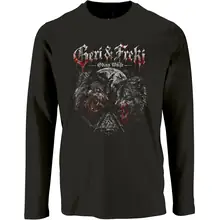 Herren Langarm Shirt - Geri & Freki, Odins Wölfe Vorderseite