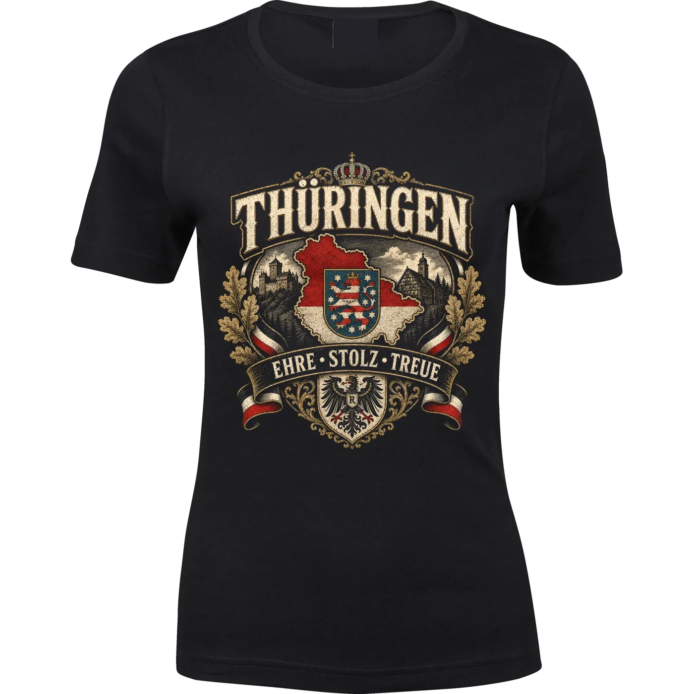 Damen Premium T-Shirt - Thüringen Wappen, Ehre Stolz Treue