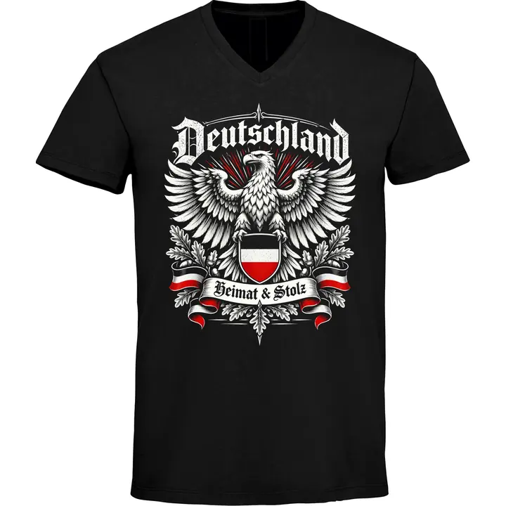 Herren V-Ausschnitt T-Shirt - Deutschland Adler, Heimat & Stolz
