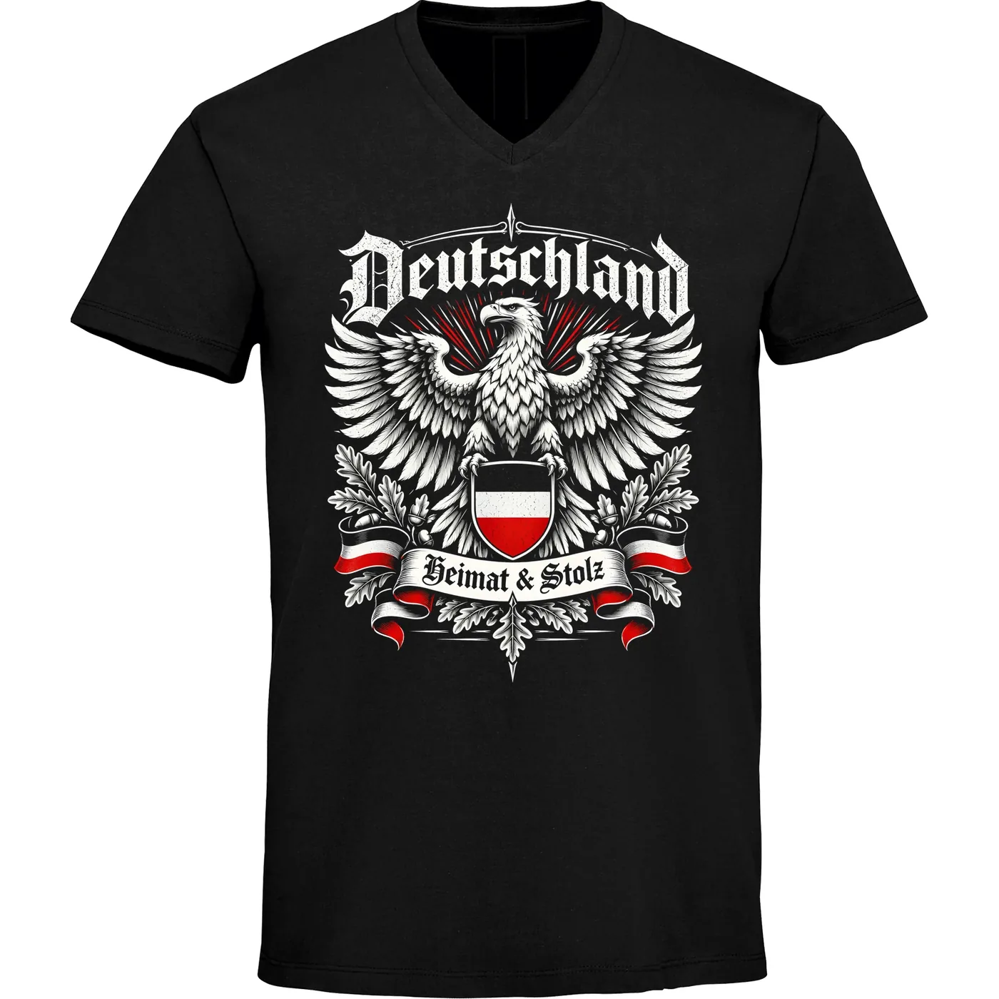 Herren V-Ausschnitt T-Shirt - Deutschland Adler, Heimat & Stolz