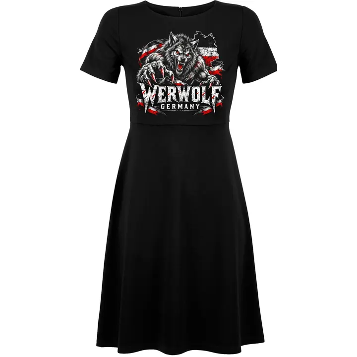 Damen kurzarm Kleid - Werwolf Germany, Schwarz Weiß Rot