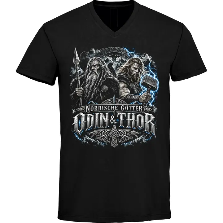 Herren V-Ausschnitt T-Shirt - Nordische Götter, Odin & Thor