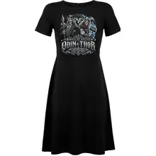 Damen kurzarm Kleid - Nordische Götter, Odin & Thor - gewählte Variante