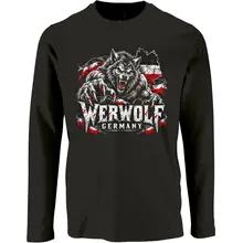 Herren Langarm Shirt - Werwolf Germany, Schwarz Weiß Rot Vorderseite