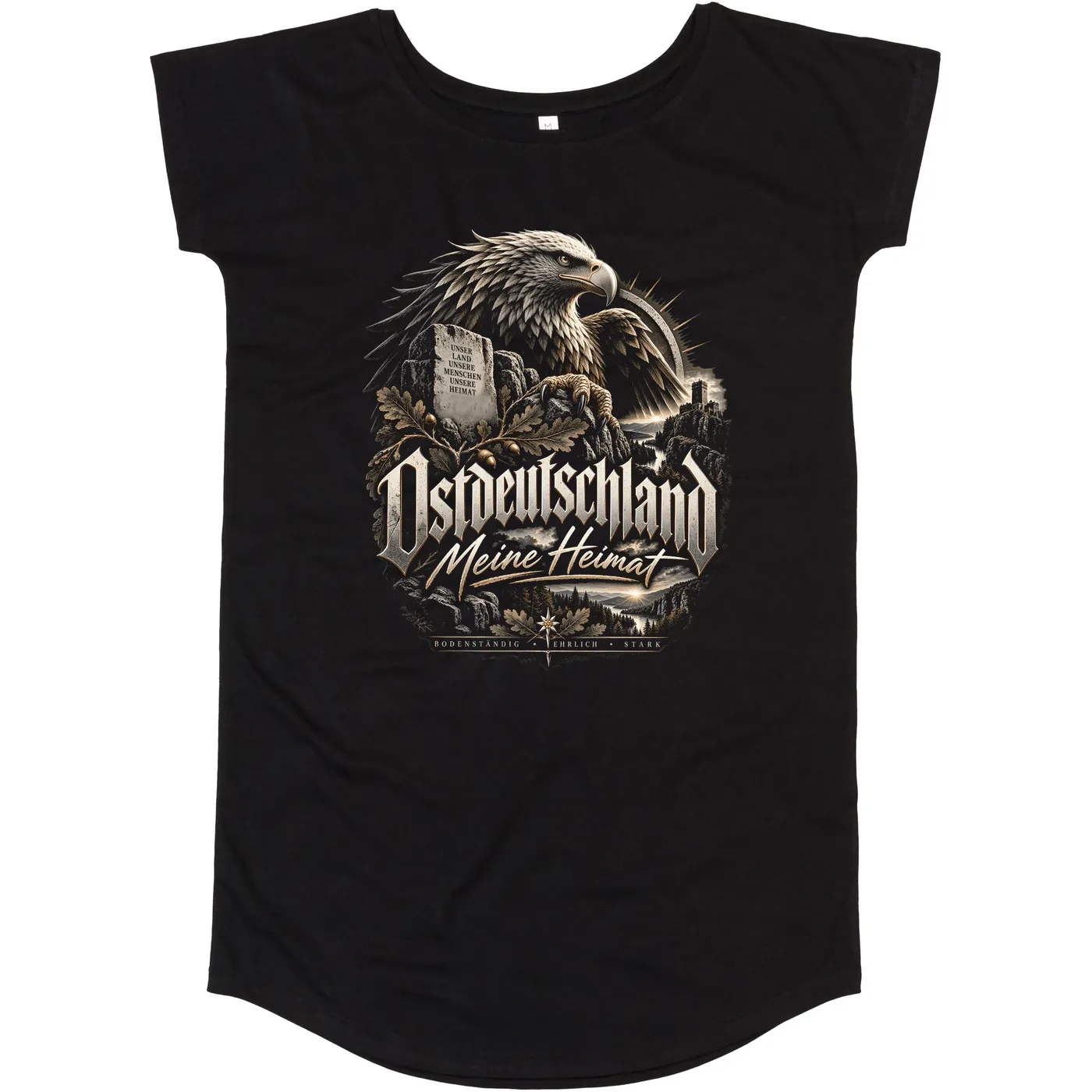 Damen T-Shirt Kleid - Ostdeutschland Adler, Meine Heimat