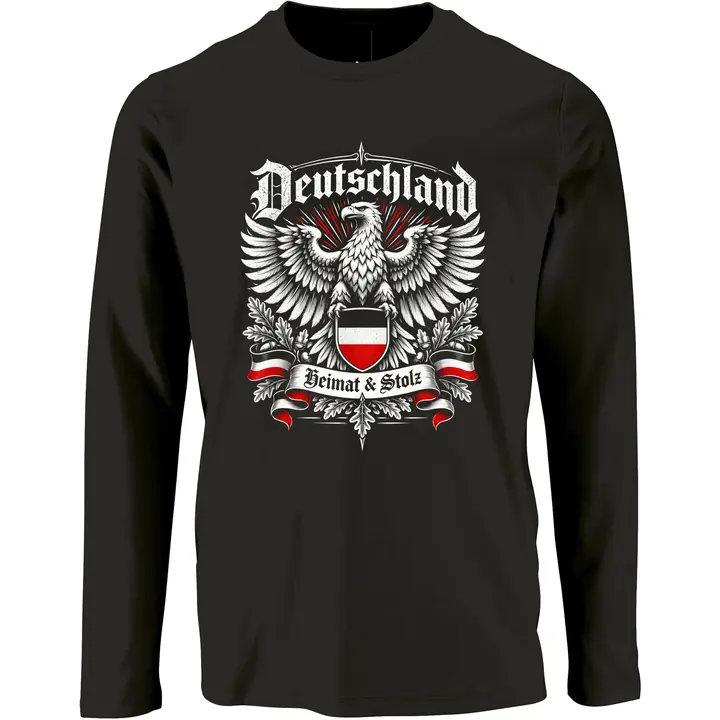 Herren Langarm Shirt - Deutschland Adler, Heimat & Stolz
