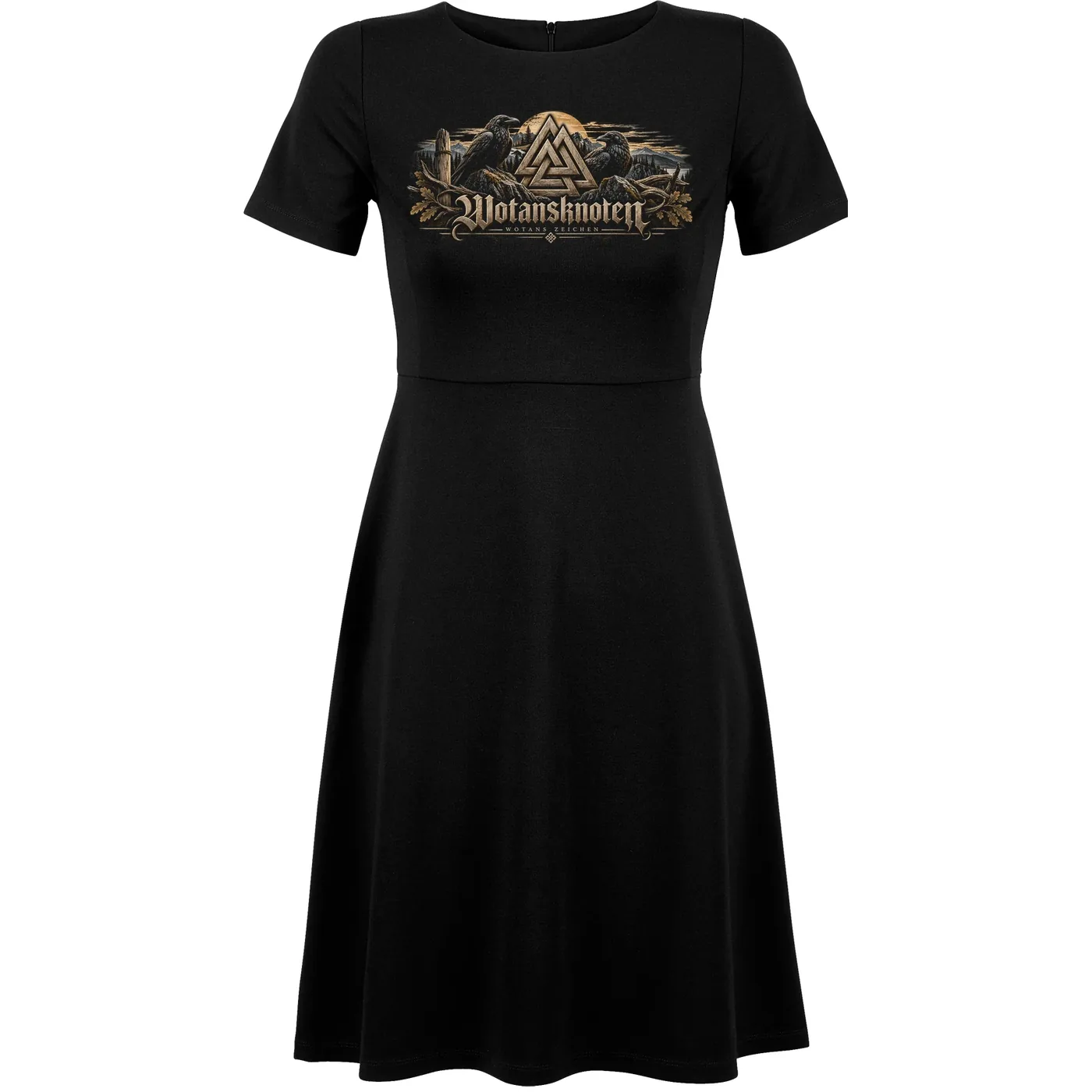 Damen kurzarm Kleid - Wotansknoten, Wotans Zeichen