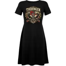 Damen kurzarm Kleid - Thüringen Wappen, Ehre Stolz Treue Vorderseite
