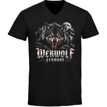 Herren V-Ausschnitt T-Shirt - Werwolf Germany, Die Lange Nacht - gewählte Variante