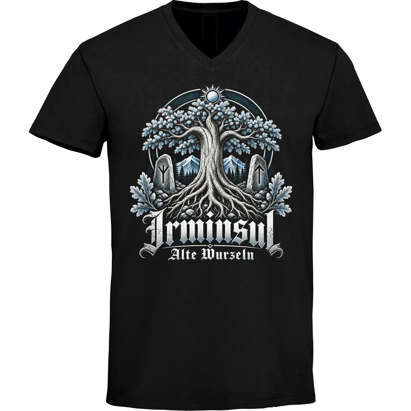 Herren V-Ausschnitt T-Shirt - Irminsul, Alte Wurzeln