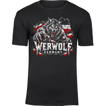 Herren Premium T-Shirt - Werwolf Germany, Schwarz Weiß Rot Vorderseite