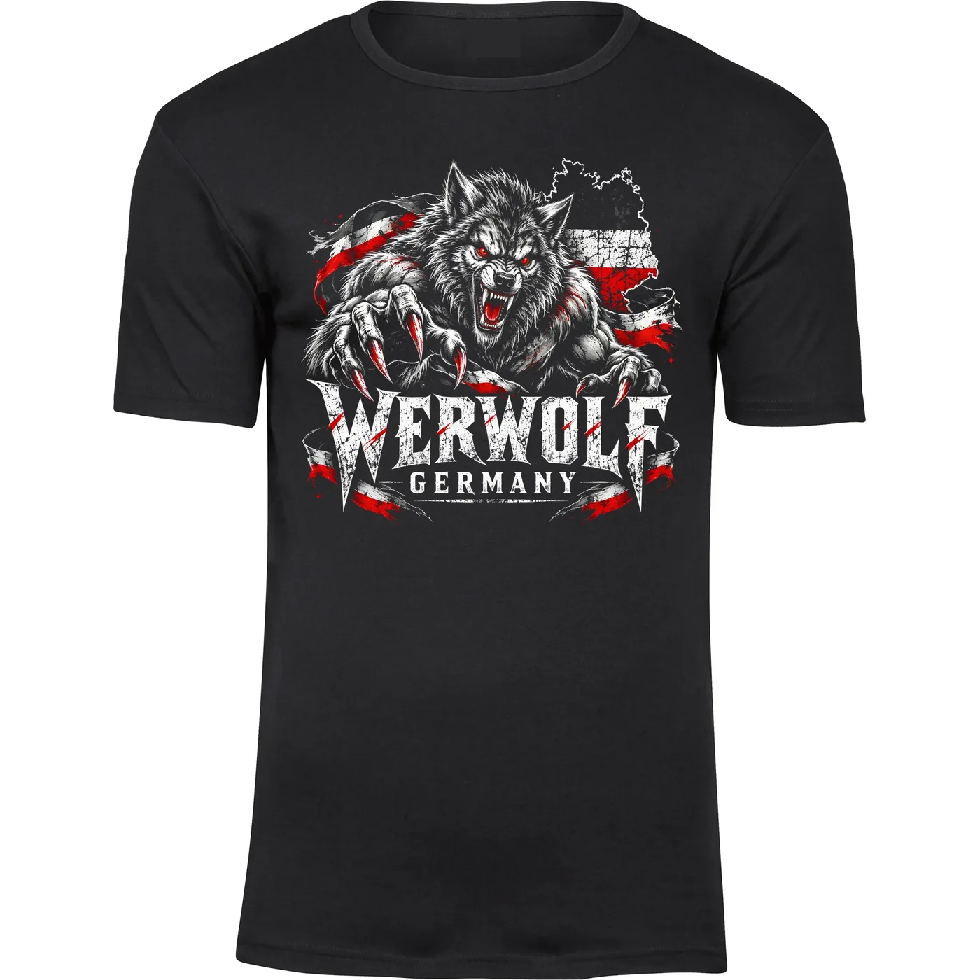 Herren Premium T-Shirt - Werwolf Germany, Schwarz Weiß Rot