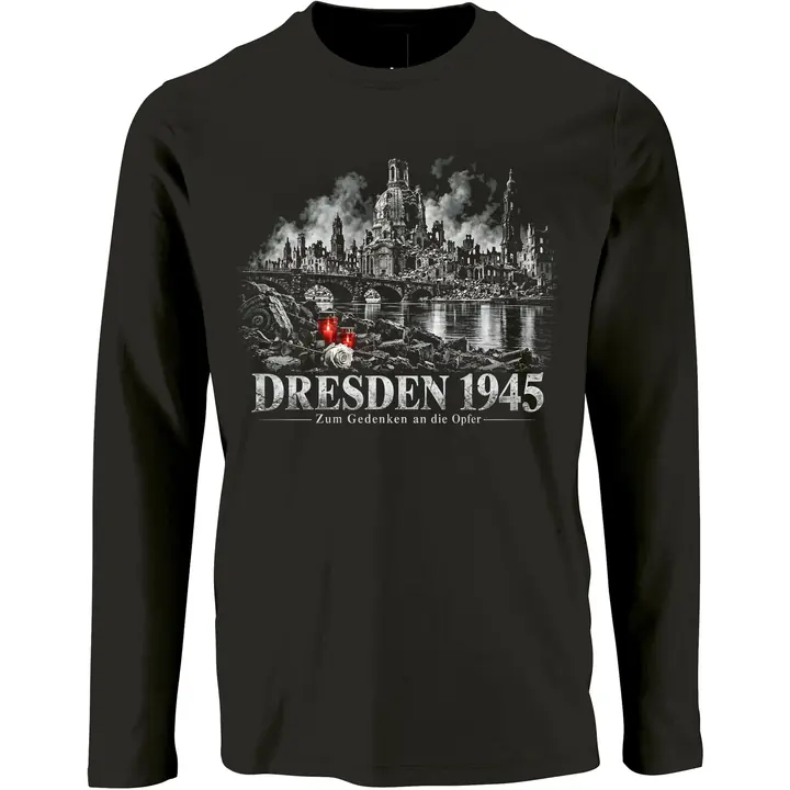 Herren Langarm Shirt - Dresden 1945, Zum Gedenken an die Opfer
