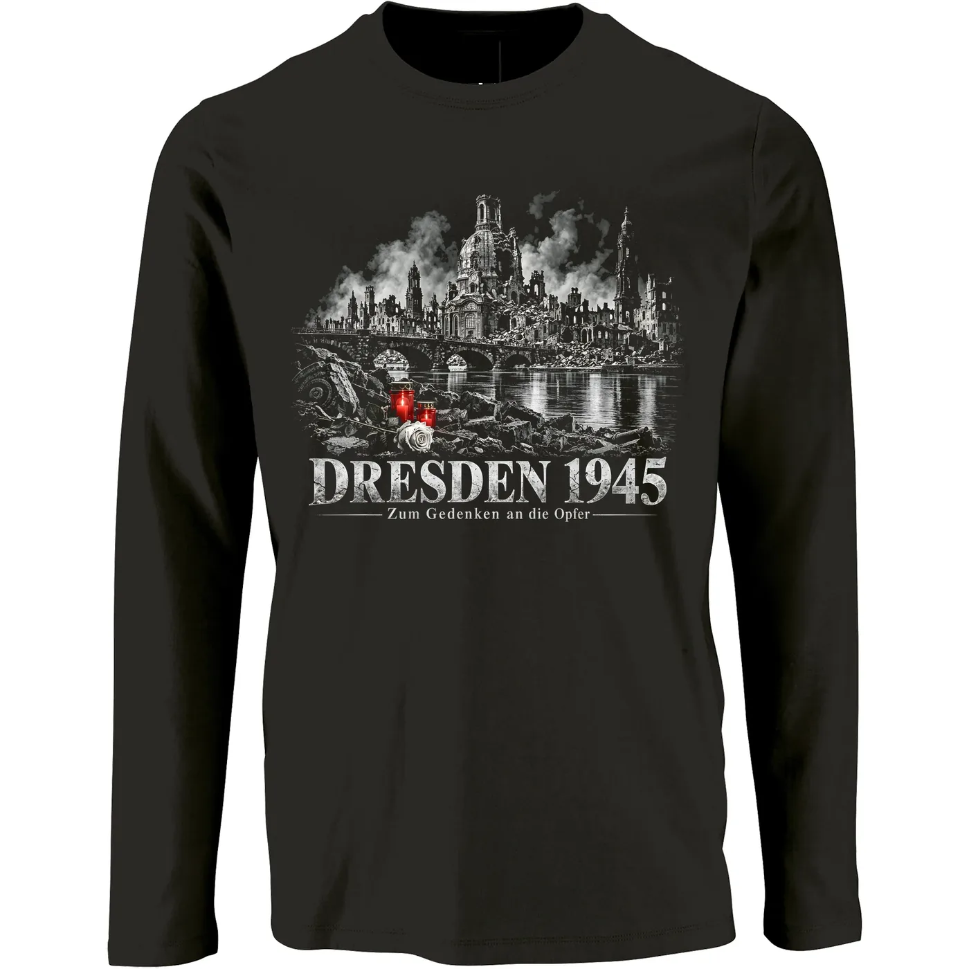 Herren Langarm Shirt - Dresden 1945, Zum Gedenken an die Opfer