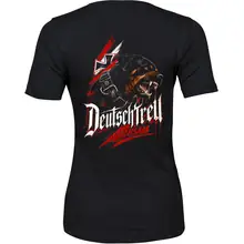 Damen Premium T-Shirt - Deutschtreu, Wachsam Rückseite