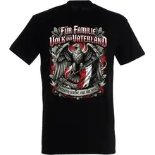 Herren T-Shirt - Für Familie Volk und Vaterland, Fahne Rückseite
