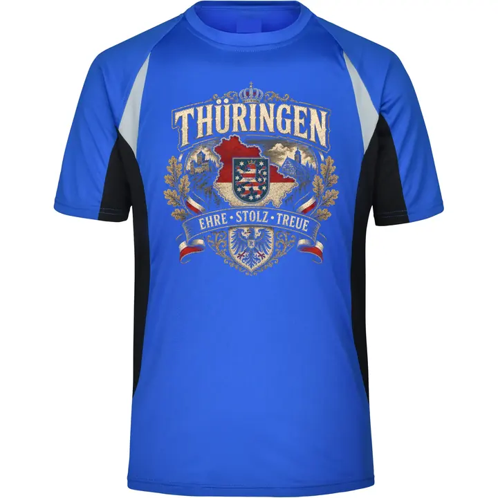 Herren Sportshirt - Thüringen Wappen, Ehre Stolz Treue