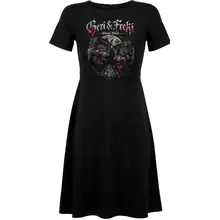 Damen kurzarm Kleid - Geri & Freki, Odins Wölfe - gewählte Variante