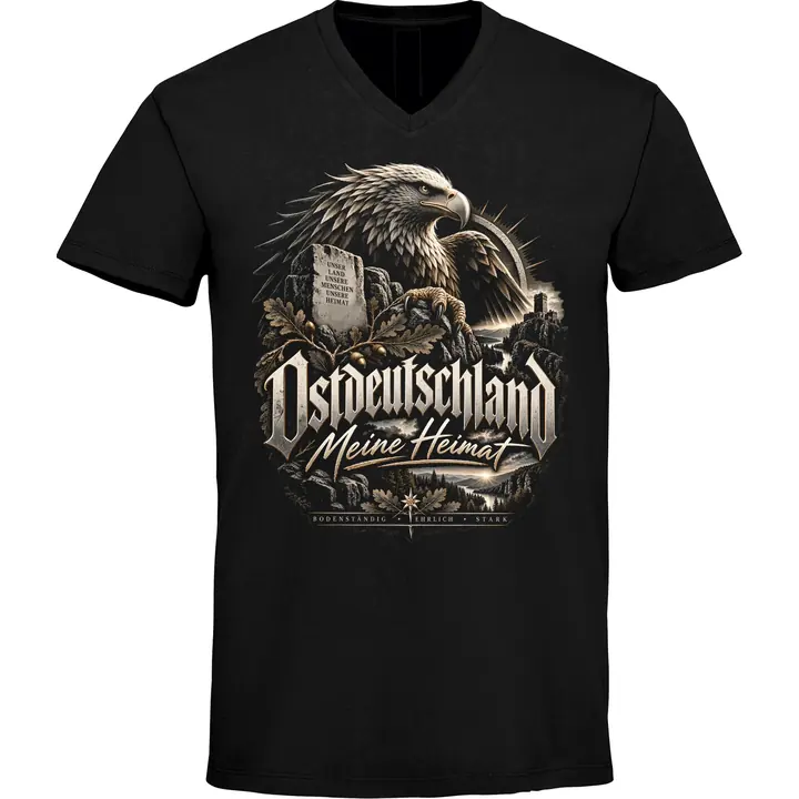 Herren V-Ausschnitt T-Shirt - Ostdeutschland Adler, Meine Heimat