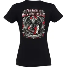 Damen T-Shirt - Für Familie Volk und Vaterland, Fahne Rückseite
