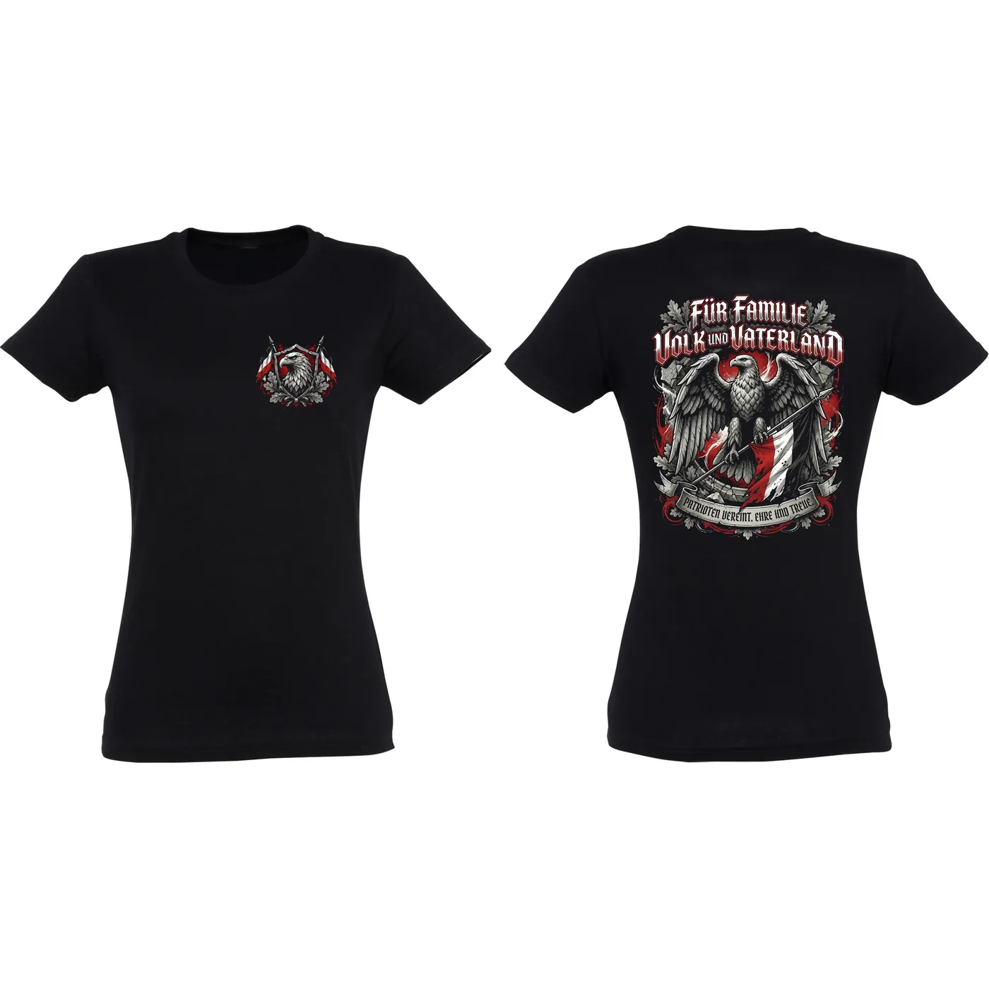 Damen T-Shirt - Für Familie Volk und Vaterland, Fahne
