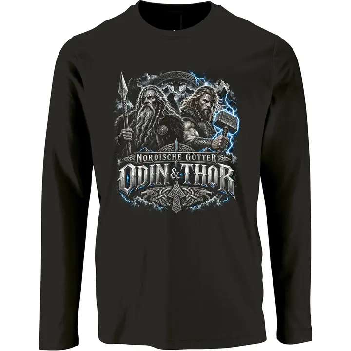 Herren Langarm Shirt - Nordische Götter, Odin & Thor