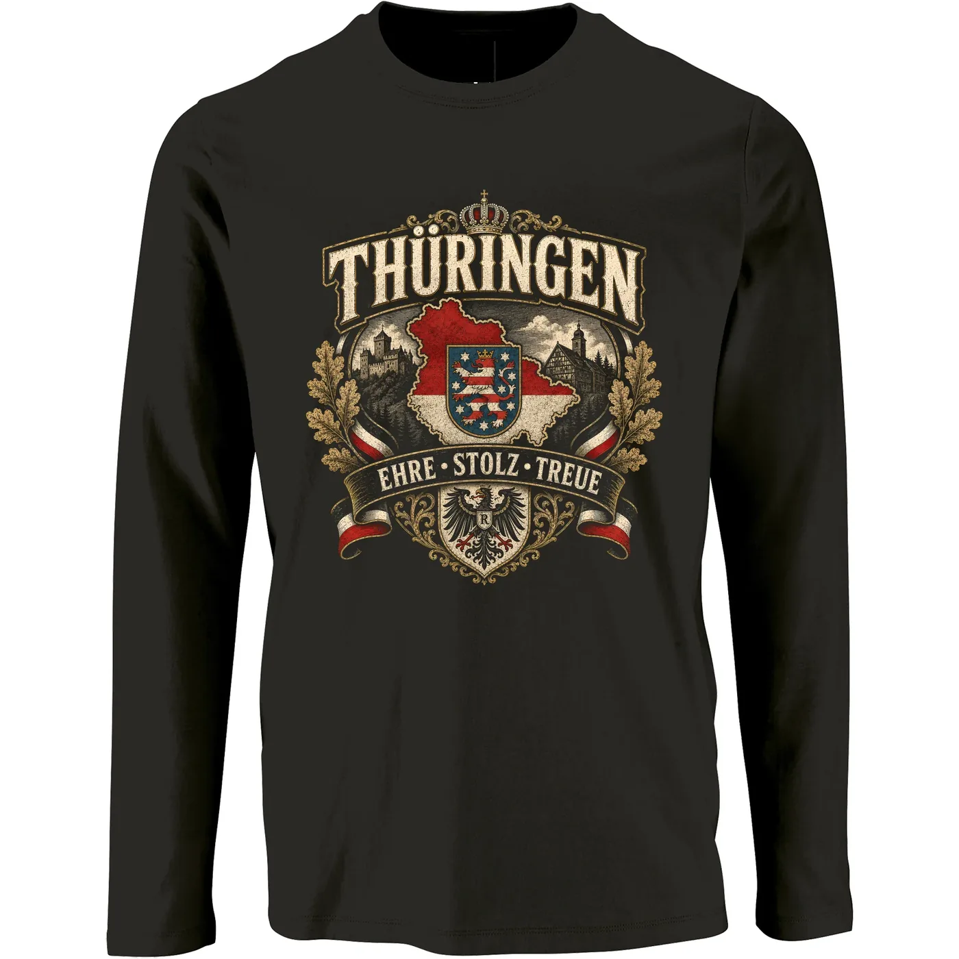 Herren Langarm Shirt - Thüringen Wappen, Ehre Stolz Treue