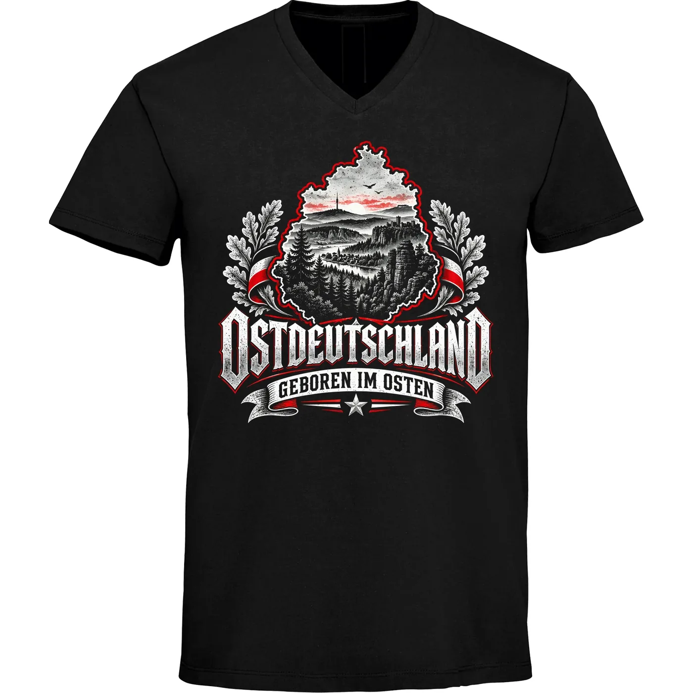 Herren V-Ausschnitt T-Shirt - Ostdeutschland, Geboren im Osten