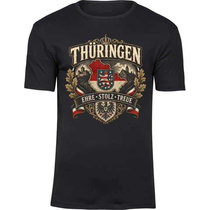 Herren Premium T-Shirt - Thüringen Wappen, Ehre Stolz Treue