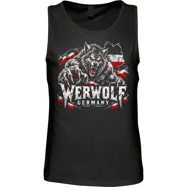 Herren Standard Tanktop - Werwolf Germany, Schwarz Weiß Rot