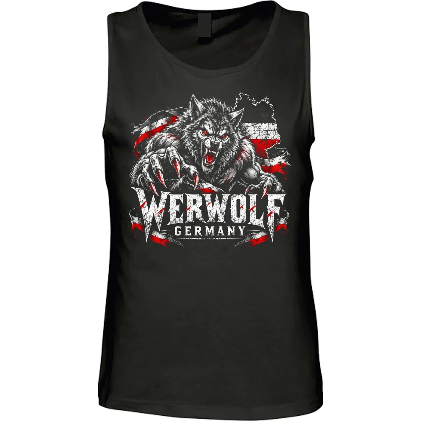 Herren Standard Tanktop - Werwolf Germany, Schwarz Weiß Rot