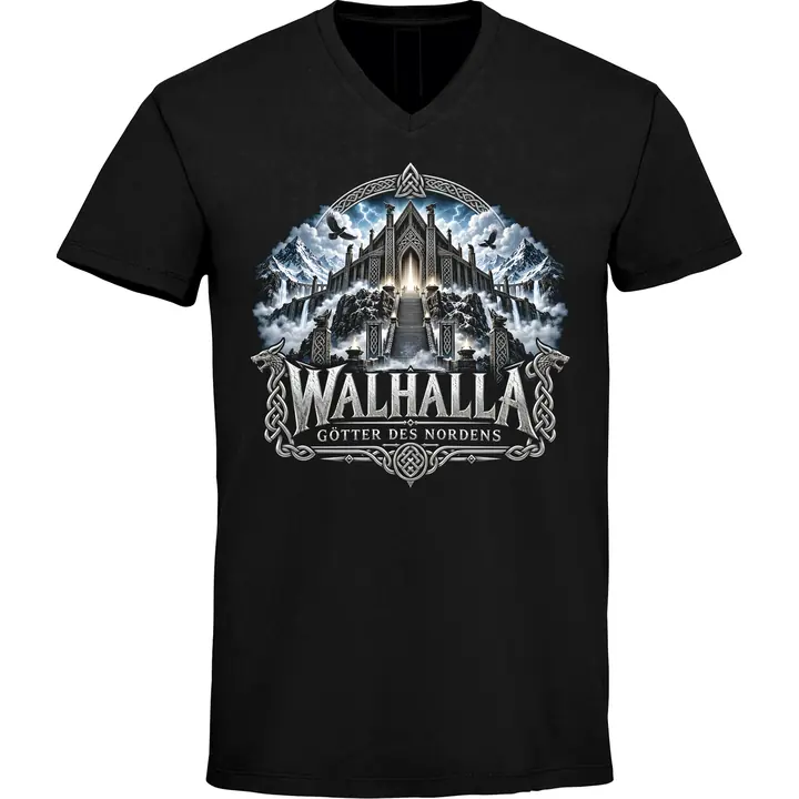 Herren V-Ausschnitt T-Shirt - Walhalla, Götter des Nordens