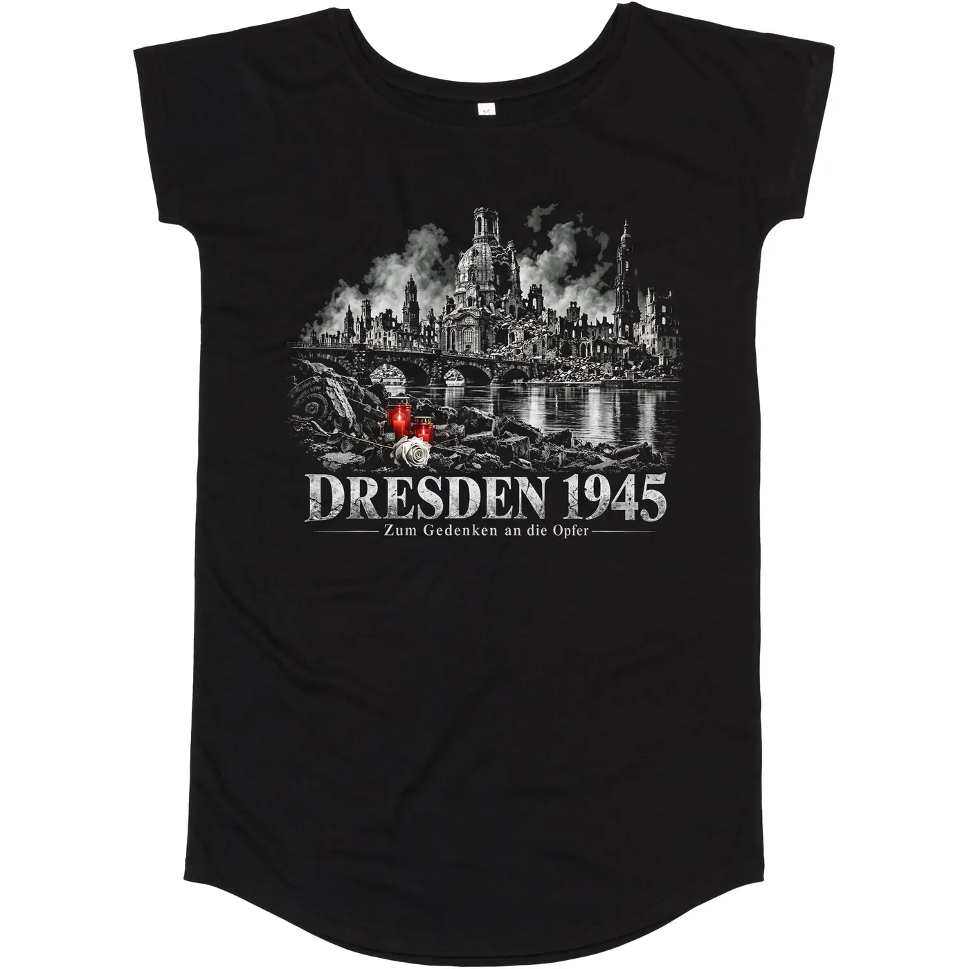 Damen T-Shirt Kleid - Dresden 1945, Zum Gedenken an die Opfer