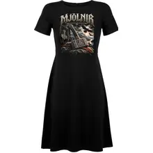 Damen kurzarm Kleid - Mjölnir, Thors Hammer - gewählte Variante