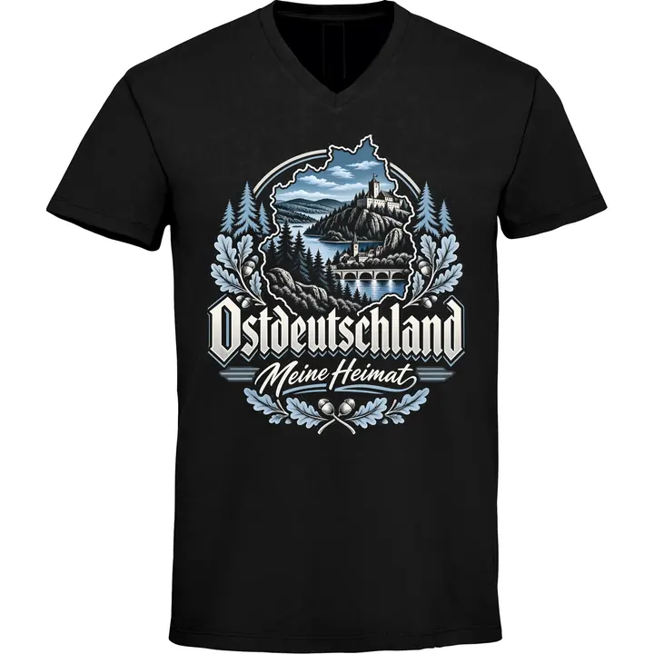 Herren V-Ausschnitt T-Shirt - Ostdeutschland, Meine Heimat Blau
