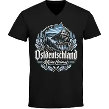 Herren V-Ausschnitt T-Shirt - Ostdeutschland, Meine Heimat Blau - gewählte Variante