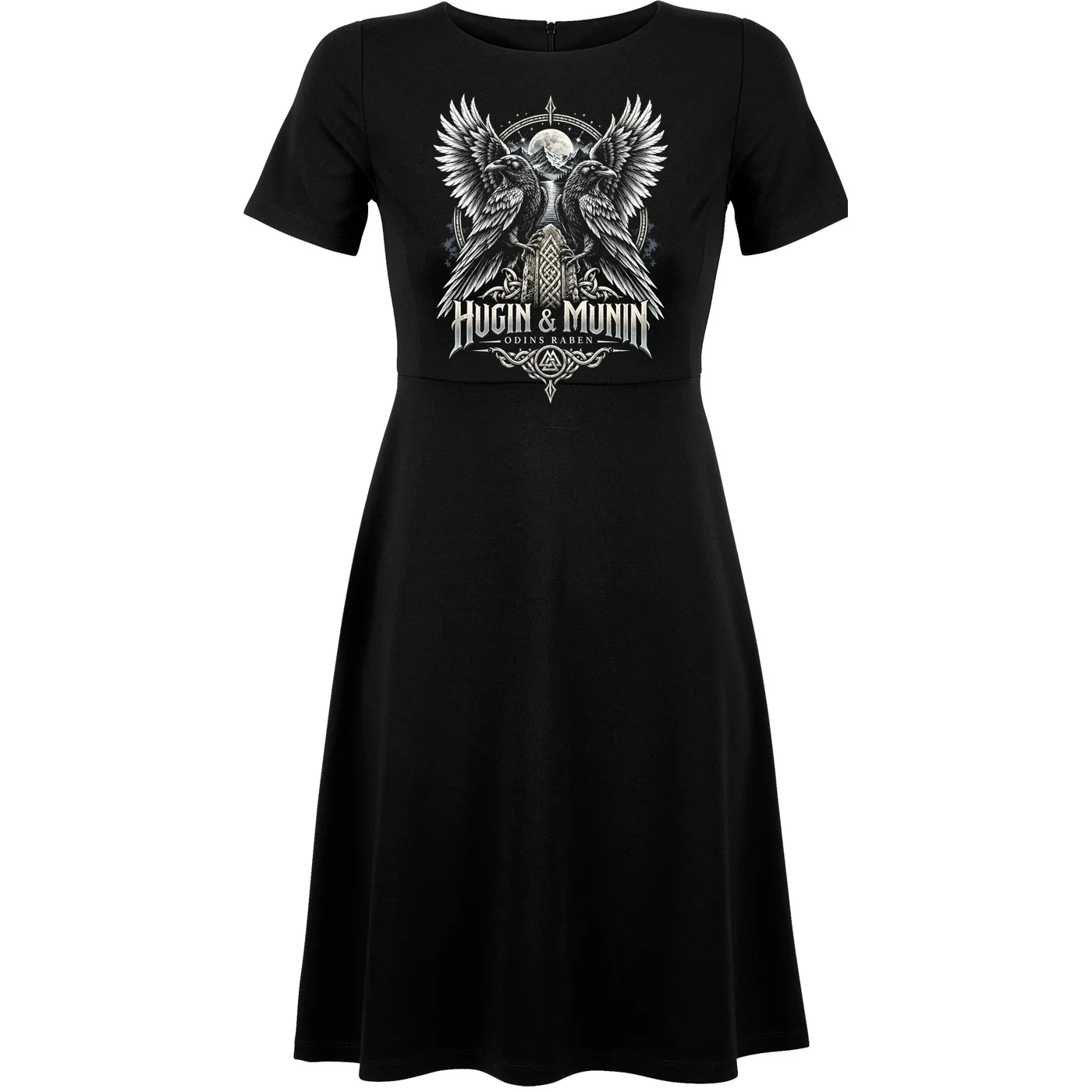 Damen kurzarm Kleid - Odins Raben, Hugin & Munin