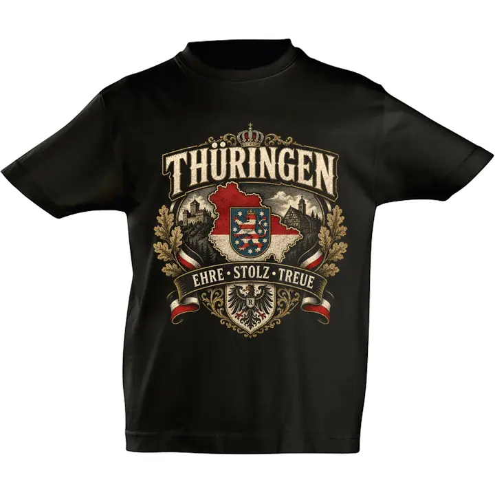 Kinder T-Shirt - Thüringen Wappen, Ehre Stolz Treue