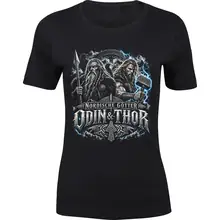 Damen Premium T-Shirt - Nordische Götter, Odin & Thor Vorderseite