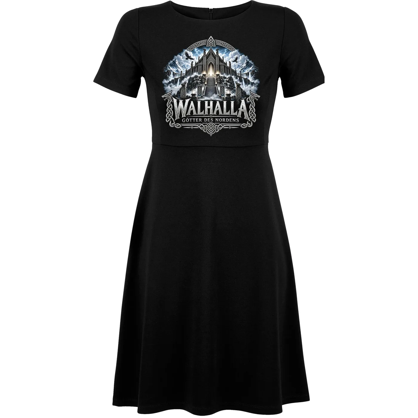 Damen kurzarm Kleid - Walhalla, Götter des Nordens