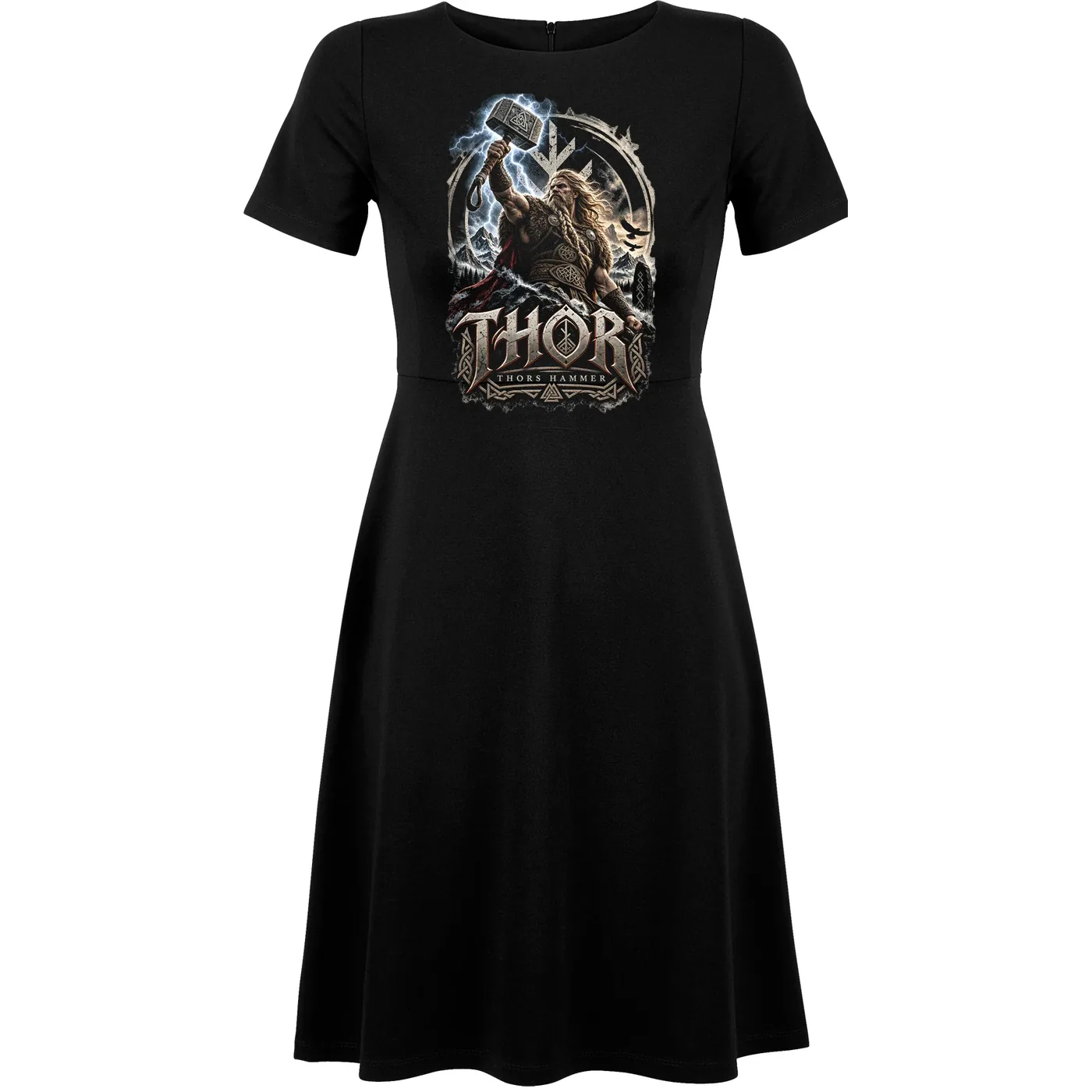 Damen kurzarm Kleid - Thor, Thors Hammer