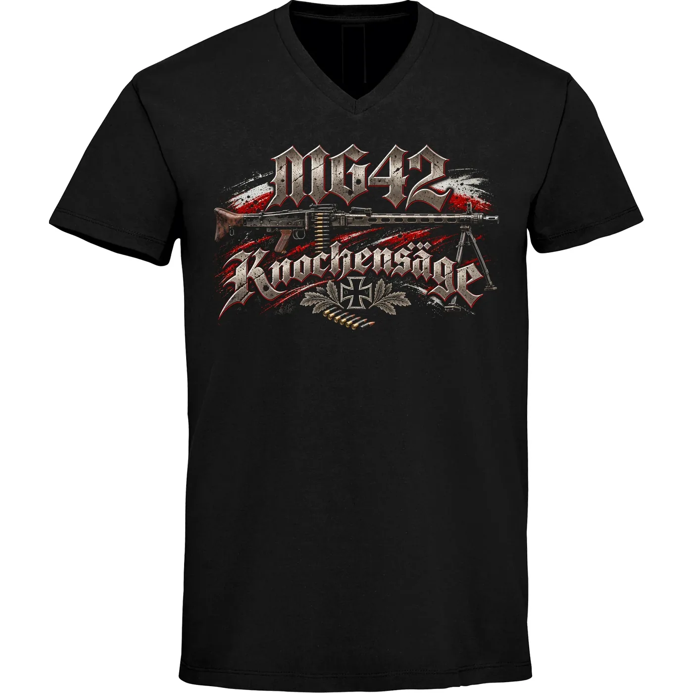 Herren V-Ausschnitt T-Shirt - Mg 42, Knochensäge