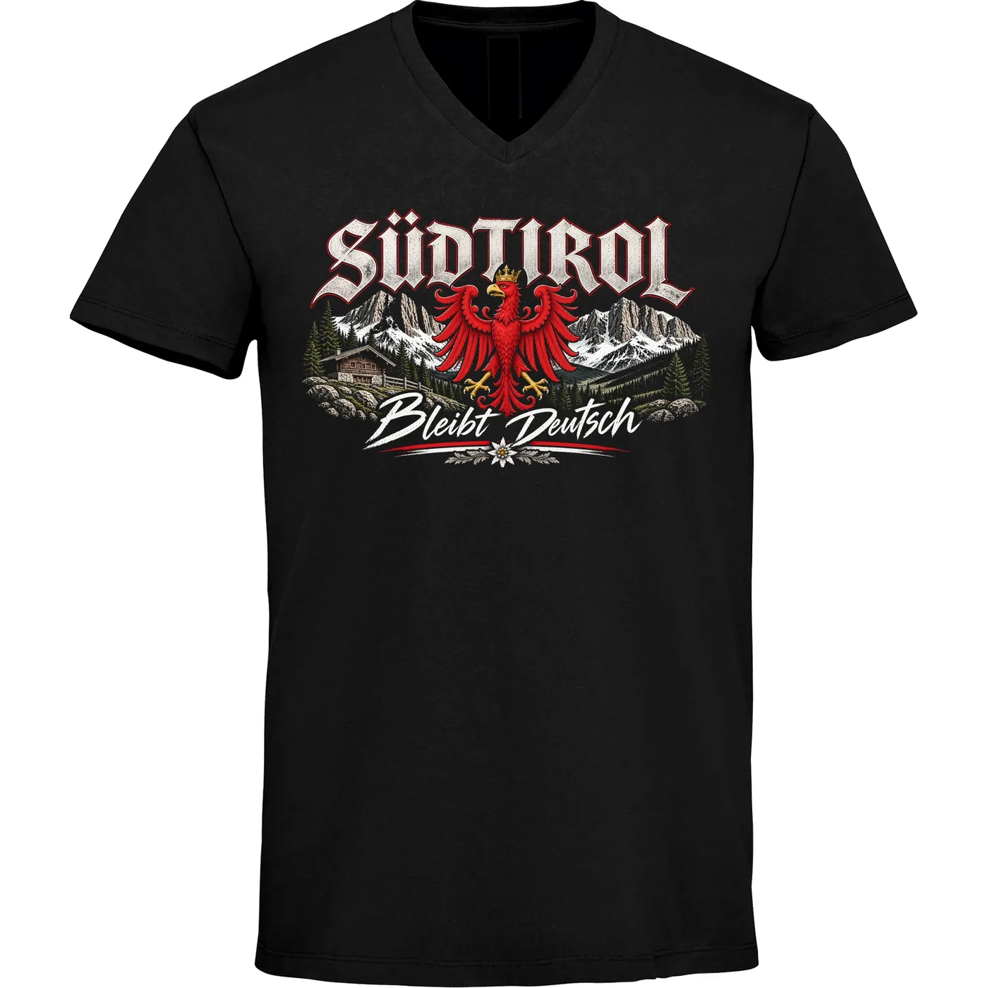 Herren V-Ausschnitt T-Shirt - Südtirol bleibt deutsch, Heimat