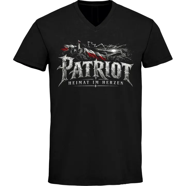 Herren V-Ausschnitt T-Shirt - Patriot, Heimat im Herzen