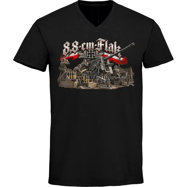 Herren V-Ausschnitt T-Shirt - 8,8cm Flak