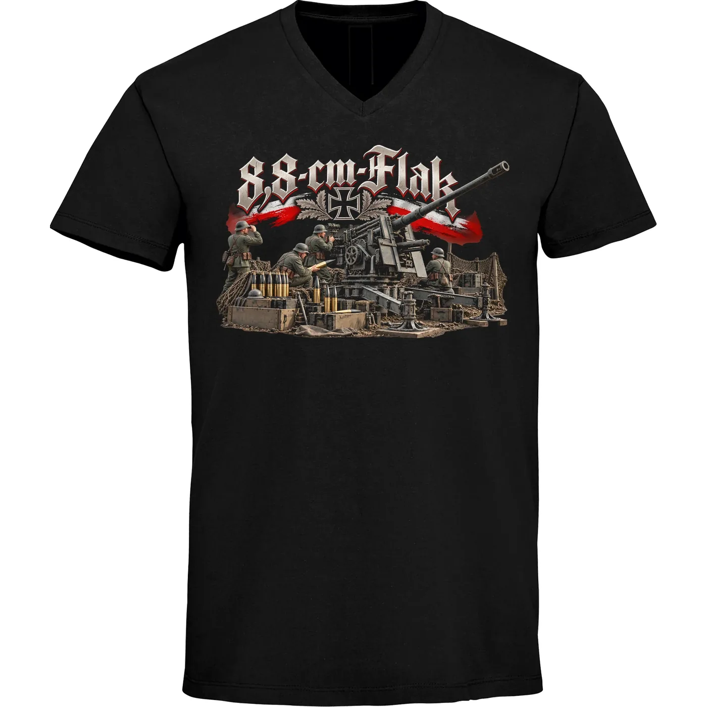 Herren V-Ausschnitt T-Shirt - 8,8cm Flak